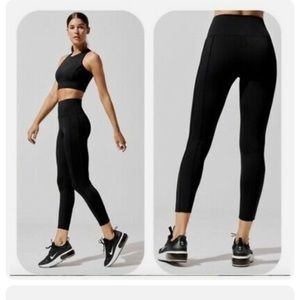 Carbon38 black piping seam leggings